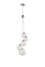 Monza 27cm Pendant, 5 x G9, Satin Nickel, Iridescent Plated Glass