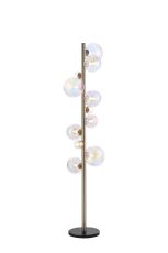 Monza Floor Lamp, 11 x G9, Satin Nickel, Iridescent Plated Glass