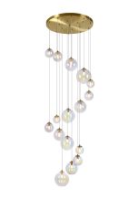 Monza 60cm Pendant, 16 x G9, Satin Gold, Iridescent Plated Glass