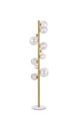 Monza Floor Lamp, 11 x G9, Satin Gold, Iridescent Plated Glass