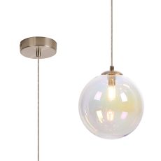 Monza 18cm Single Pendant, 1 x G9, Satin Nickel/Iridescent Plated