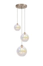 Monza 31cm Round Pendant, 3 x G9, Satin Nickel/Iridescent Plated