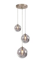 Monza 31cm Round Pendant, 3 x G9, Satin Nickel/Smoke Plated