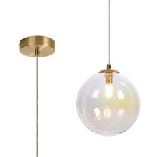 Monza 18cm Single Pendant, 1 x G9, Satin Gold/Iridescent Plated