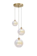 Monza 31cm Round Pendant, 3 x G9, Satin Gold/Iridescent Plated