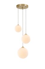 Monza 31cm Round Pendant, 3 x G9, Satin Gold/Opal