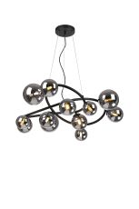 Monza 90cm Twisted Pendant, 12 x G9, Satin Black, Chrome Plated Glass