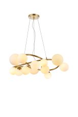 Monza 90cm Twisted Pendant, 12 x G9, Satin Gold, Opal Glass