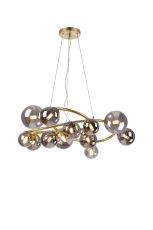 Monza 90cm Twisted Pendant, 12 x G9, Satin Gold, Smoke Plated Glass
