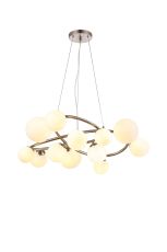 Monza 90cm Twisted Pendant, 12 x G9, Satin Nickel, Opal Glass