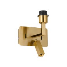 Clara Wall + Reading Light with USB-C + USB-A Socket, 1 x E27 + 3W LED, 3000K, 270lm, Individually Switched, Brass Gold, 3yrs Warranty