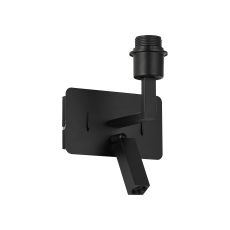 Clara Wall + Reading Light with USB-C + USB-A Socket, 1 x E27 + 3W LED, 3000K, 270lm, Individually Switched, Satin Black, 3yrs Warranty