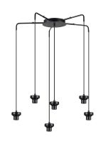 Zenth Satin Black 6 Light E27 Round Multiple Spider Pendant Extendable Diameter (FRAME ONLY) (MAX 2.5KG SHADE)
