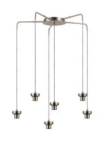 Zenth Satin Nickel 6 Light E27 Round Multiple Spider Pendant Extendable Diameter (FRAME ONLY) (MAX 2.5KG SHADE)