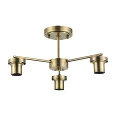 Zenth 44cm Antique Brass 3 Light Downward Semi Ceiling (FRAME ONLY)