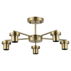 Zenth 51cm Antique Brass 5 Light Downward Semi Ceiling (FRAME ONLY)
