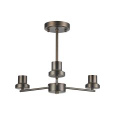 Zenth 44cm Matt Bronze 3 Light Upward Semi Ceiling (FRAME ONLY)