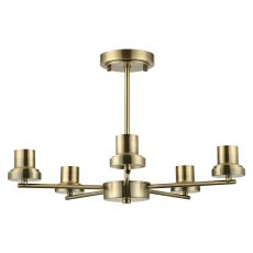 Zenth 52cm Antique Brass 5 Light Upward Semi Ceiling (FRAME ONLY)
