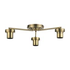 Zenth Antique Brass 3 Light Flush Ceiling (FRAME ONLY)