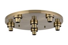 Zenth Antique Brass 6 Light E27 Round Flush Ceiling (FRAME ONLY)