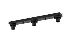Zenth Satin Black 3 Light E27 Linear Flush Ceiling (FRAME ONLY)