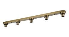 Zenth Antique Brass 5 Light E27 Linear Flush Ceiling (FRAME ONLY)