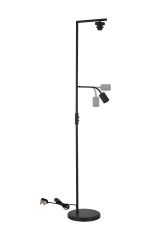 Zenth Satin Black 1 Light E27 + Reading 1 Light GU10, 155cm Downward Floor Lamp Without Shade,