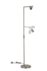 Zenth Satin Nickel 1 Light E27 + Reading 1 Light GU10, 155cm Downward Floor Lamp Without Shade,
