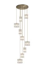 SPECIAL ITEM*** Zenth Round Multiple Pendant, 9 Light E27, Antique Brass/French Gold/Clear Glass Rods Shade Item Weight: 22kg