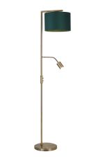 Zenth Floor Lamp, 1 Light E27, Antique Brass/Forest Green 30x20cm Velvet Shade