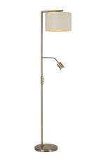 Zenth Floor Lamp, 1 Light E27, Antique Brass/Ivory/Champagne 30x20cm Velvet Shade