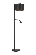Zenth Floor Lamp, 1 Light E27, Satin Black/Slate 30x20cm Satin Shade