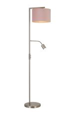 Zenth Floor Lamp, 1 Light E27, Satin Nickel/Blush Pink/Prosecco 30x20cm Velvet Shade
