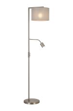 Zenth Floor Lamp, 1 Light E27, Satin Nickel/Cement 30x20cm Linen Shade