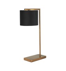 Zenth Table Lamp, 1 Light E27, Antique Brass/Black/Prosecco 20x16.5cm Velvet Shade