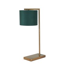 Zenth Table Lamp, 1 Light E27, Antique Brass/Forest Green 20x16.5cm Velvet Shade