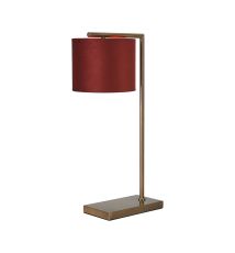Zenth Table Lamp, 1 Light E27, Antique Brass/Oxblood 20x16.5cm Velvet Shade