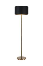 Zenth Floor Lamp, 1 Light E27, Antique Brass/Black/Prosecco 40x22cm Velvet Shade