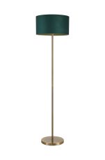 Zenth Floor Lamp, 1 Light E27, Antique Brass/Forest Green 40x22cm Velvet Shade