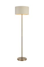 Zenth Floor Lamp, 1 Light E27, Antique Brass/Ivory/Champagne 40x22cm Velvet Shade