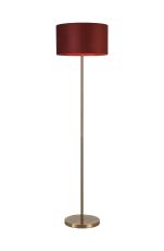 Zenth Floor Lamp, 1 Light E27, Antique Brass/Oxblood 40x22cm Velvet Shade