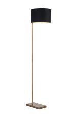Zenth Floor Lamp, 1 Light E27, Antique Brass/Black/Prosecco 30x20cm Velvet Shade