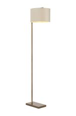 Zenth Floor Lamp, 1 Light E27, Antique Brass/Ivory/Champagne 30x20cm Velvet Shade