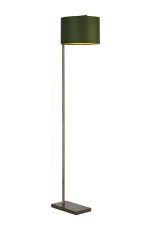 Zenth Floor Lamp, 1 Light E27, Antique Brass/Moss Green/Gold 30x20cm Velvet Shade