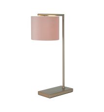 Zenth Table Lamp, 1 Light E27, Satin Nickel/Blush Pink/Prosecco 20x16.5cm Velvet Shade