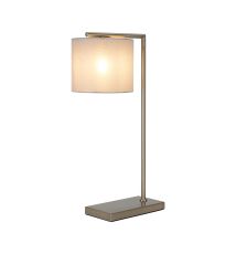 Zenth Table Lamp, 1 Light E27, Satin Nickel/Cement 20x16.5cm Linen Shade