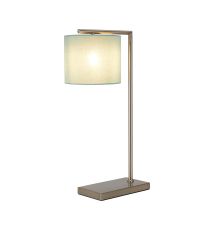 Zenth Table Lamp, 1 Light E27, Satin Nickel/Duck Egg 20x16.5cm Linen Shade