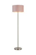 Zenth Floor Lamp, 1 Light E27, Satin Nickel/Blush Pink/Prosecco 40x22cm Velvet Shade