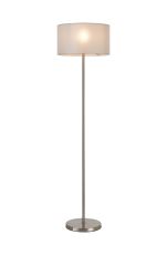 Zenth Floor Lamp, 1 Light E27, Satin Nickel/Cement 40x22cm Linen Shade