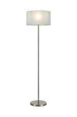 Zenth Floor Lamp, 1 Light E27, Satin Nickel/Duck Egg 40x22cm Linen Shade